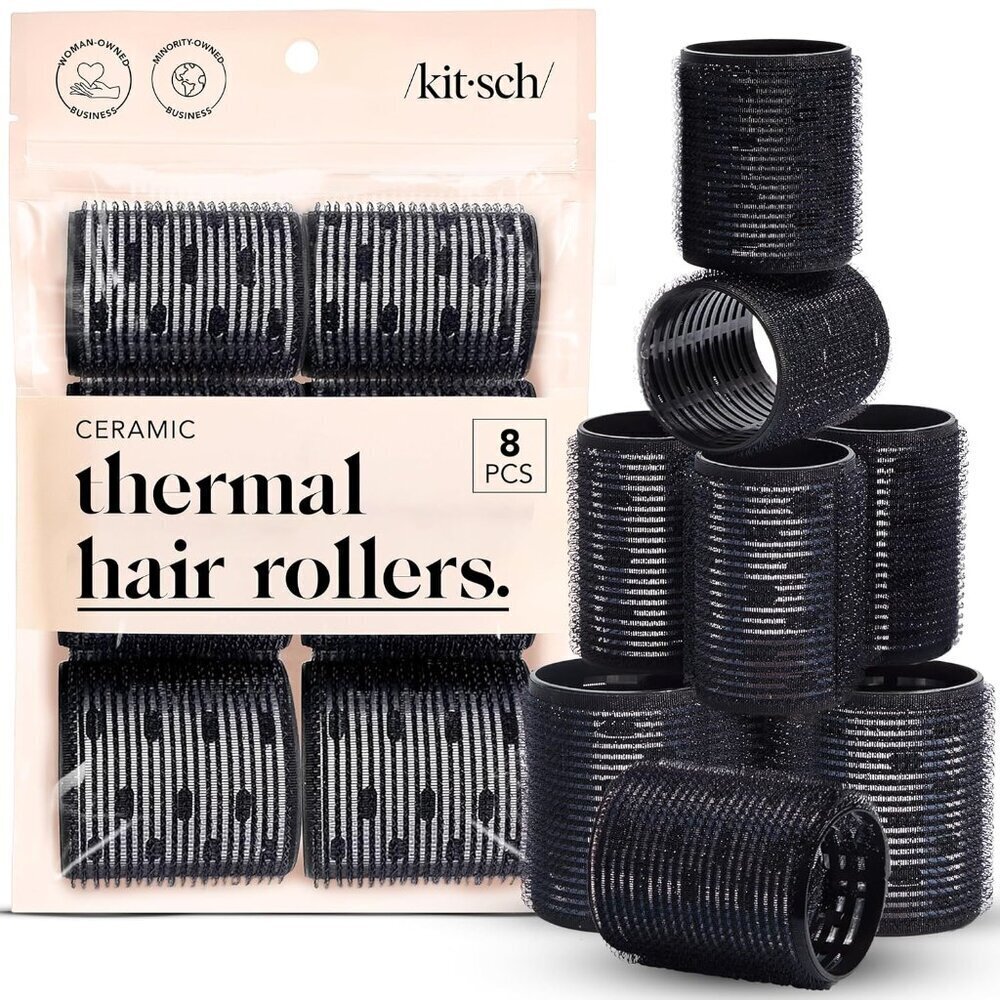 Ceramic Heatless Hair Rollers Set 8pcs Volumizing Curlers for Long & Short Hair